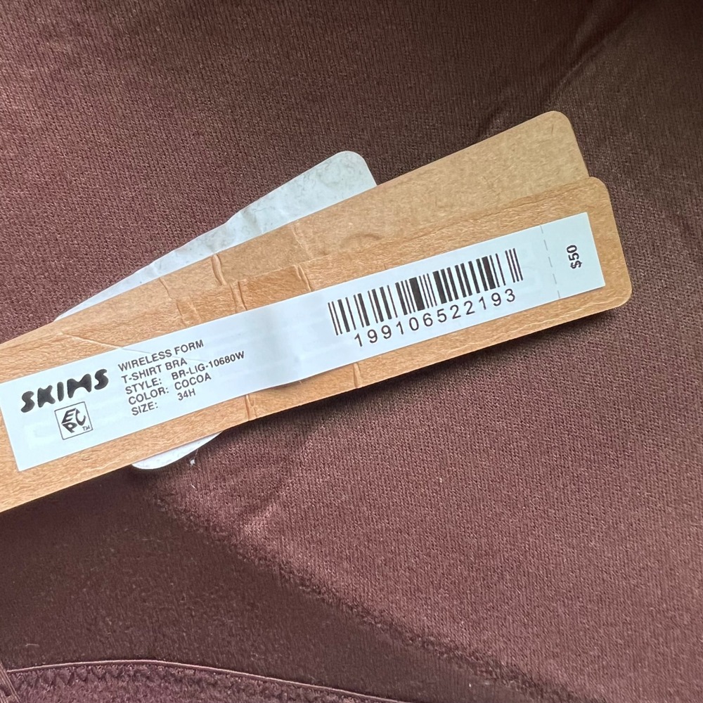 SKIMS Women's Wireless Form T-Shirt Bra Cocoa Brown Size 34H BR-LIG-10680W NEW - Picture 7 of 10